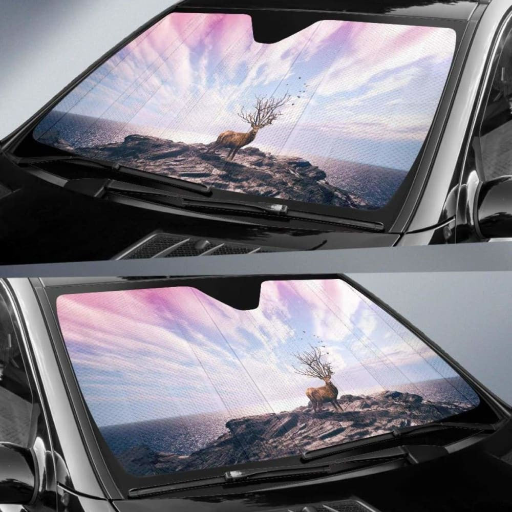Deer Cliff Sea HdK Car Sun Shade