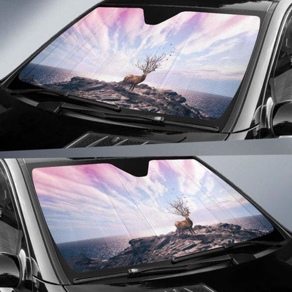 Deer Cliff Sea HdK Car Sun Shade