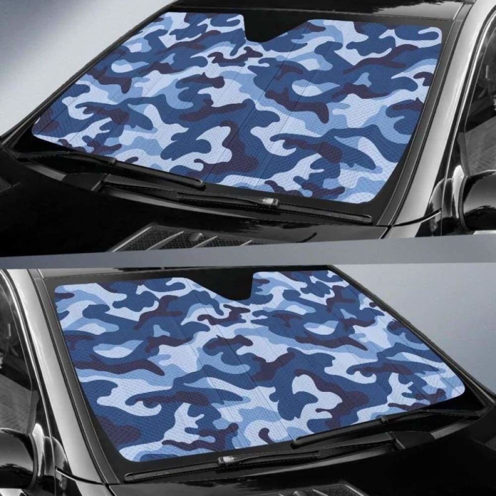 Blue Camo Camouflage Pattern Car Auto Sun Shades