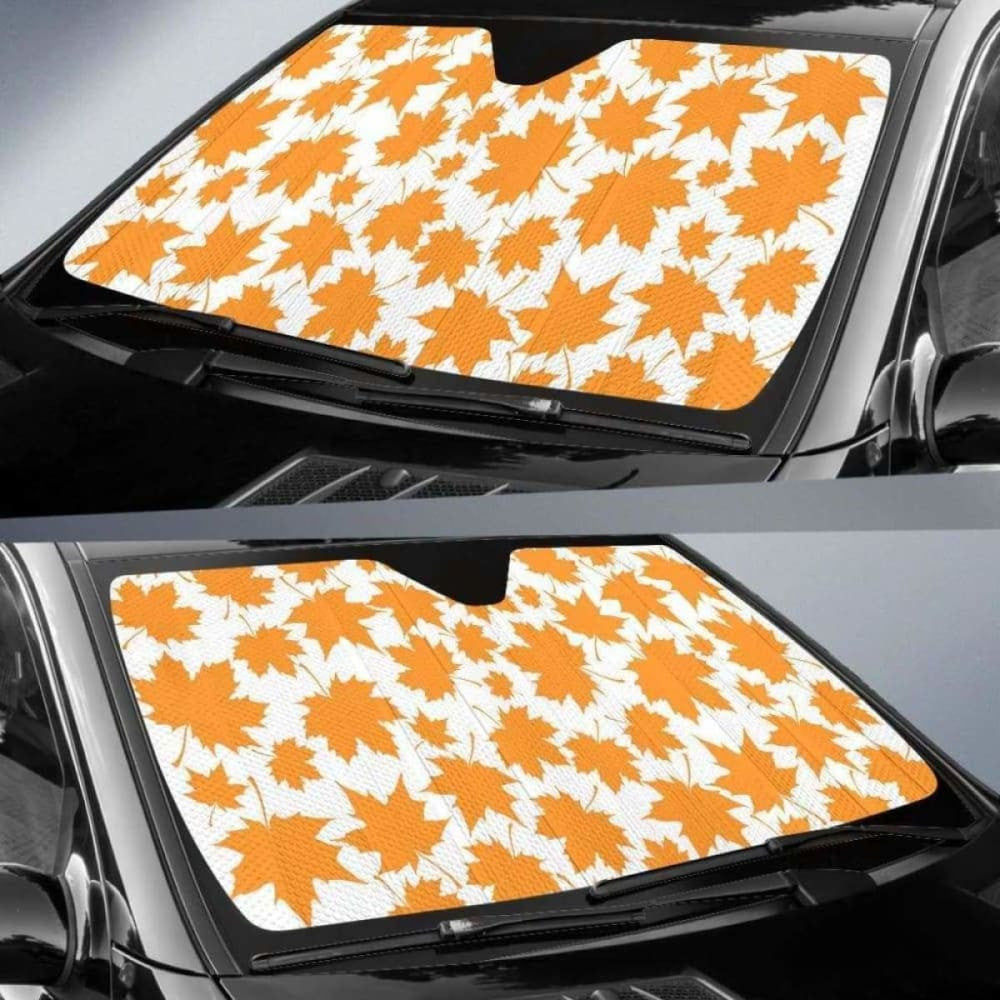 Orange Maple Leaf Pattern Car Auto Sun Shades