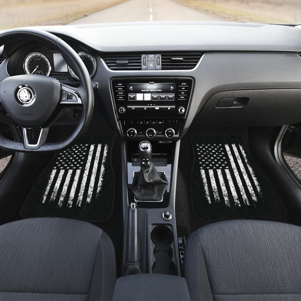 Black Grunge American Flag Patriotic Car Floor Mats