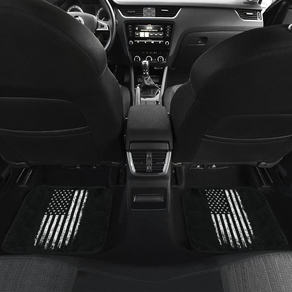Black Grunge American Flag Patriotic Car Floor Mats