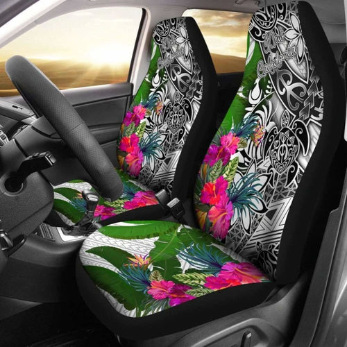 New Caledonia Car Seat Covers White - Turtle Plumeria Banana Leaf Crest -
