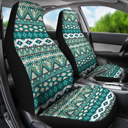 Colorful Aztec Green Design Car Seat Covers