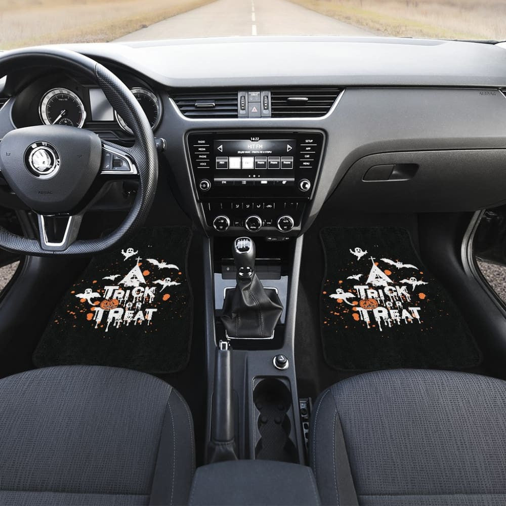White Orange Trick or Treat Halloween Car Floor Mats