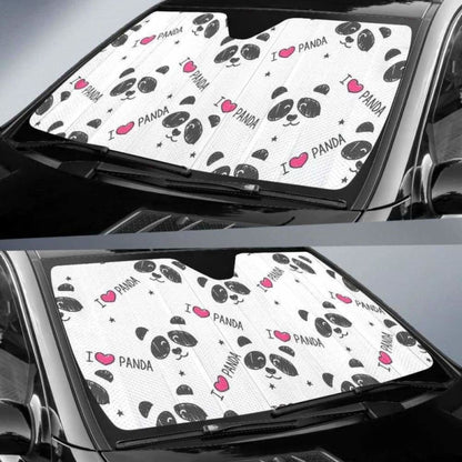 Hand Drawn Faces Of Pandas Pattern Car Auto Sun Shades