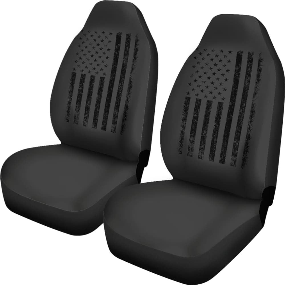 American Flag Patriotic on Black Design Car Seat Covers