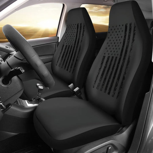 American Flag Patriotic on Black Design Car Seat Covers