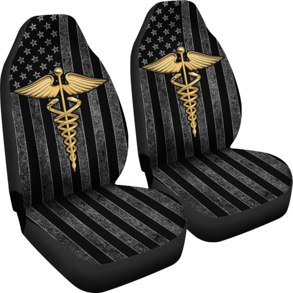 Patriot Nurse Thin Grey Line American Flag Car Seat Covers