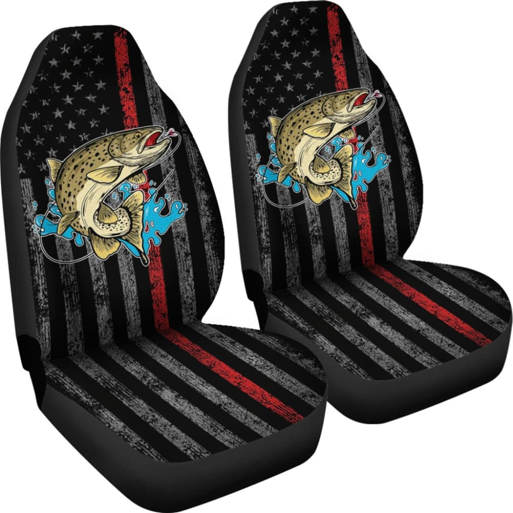 Trout Fish Thin Line American Flag Automotive Car Seat Covers