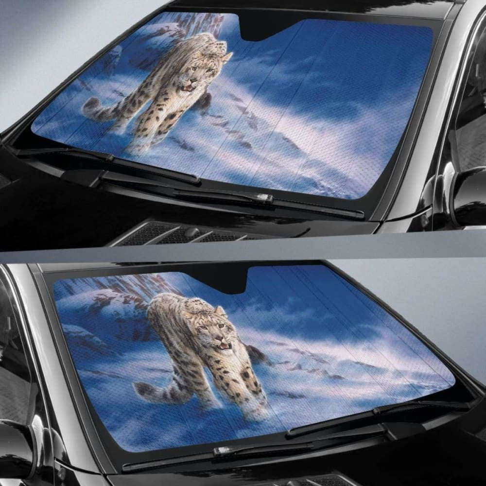 Car Sun Shades With Snow Leopard Print