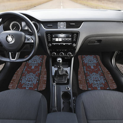 Boho Aztec Elephant Brown Blue Car Mat Set