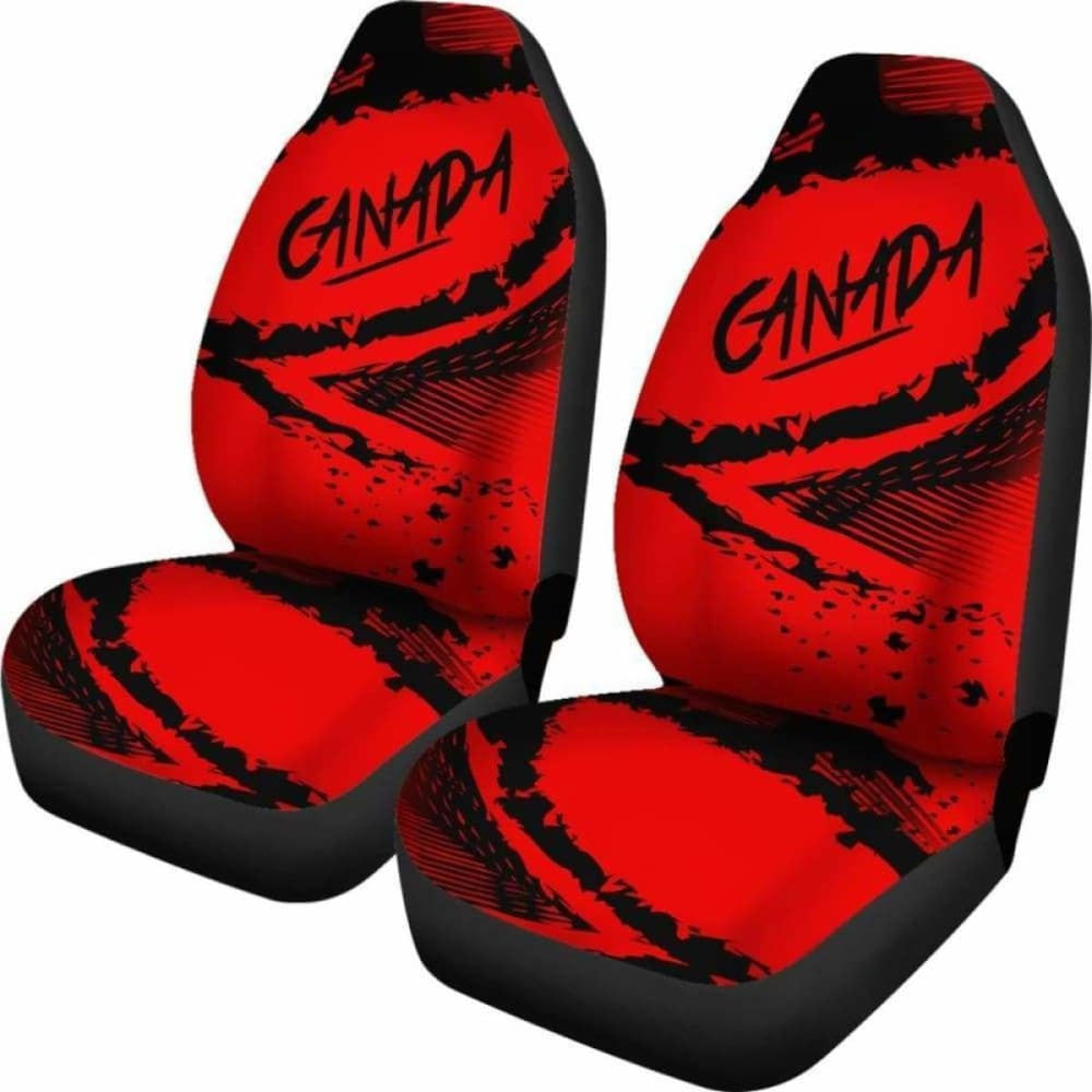 Canada Car Seat Covers - Red Black Color Blur Style -