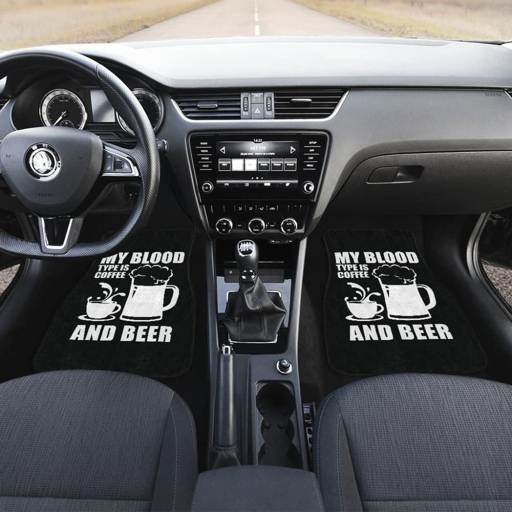 My Blood Type Is Coffee And Beer Funny Quote Car Floor Mats
