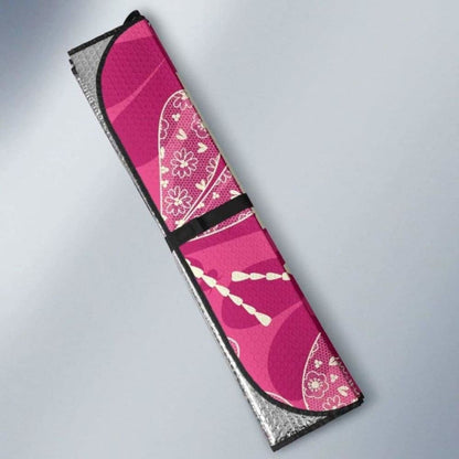 Beautiful Dragonfly Pink Background Car Auto Sun Shades