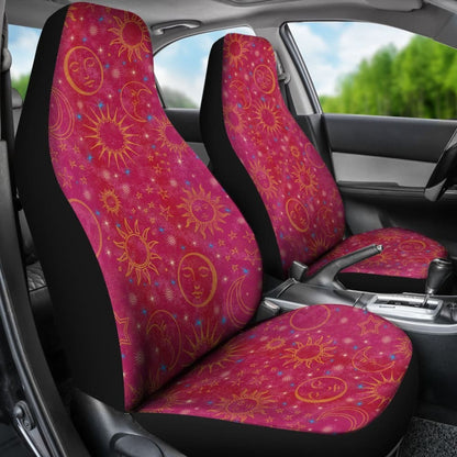 Pink Celestial Sun Moon Stars Car Seat Covers