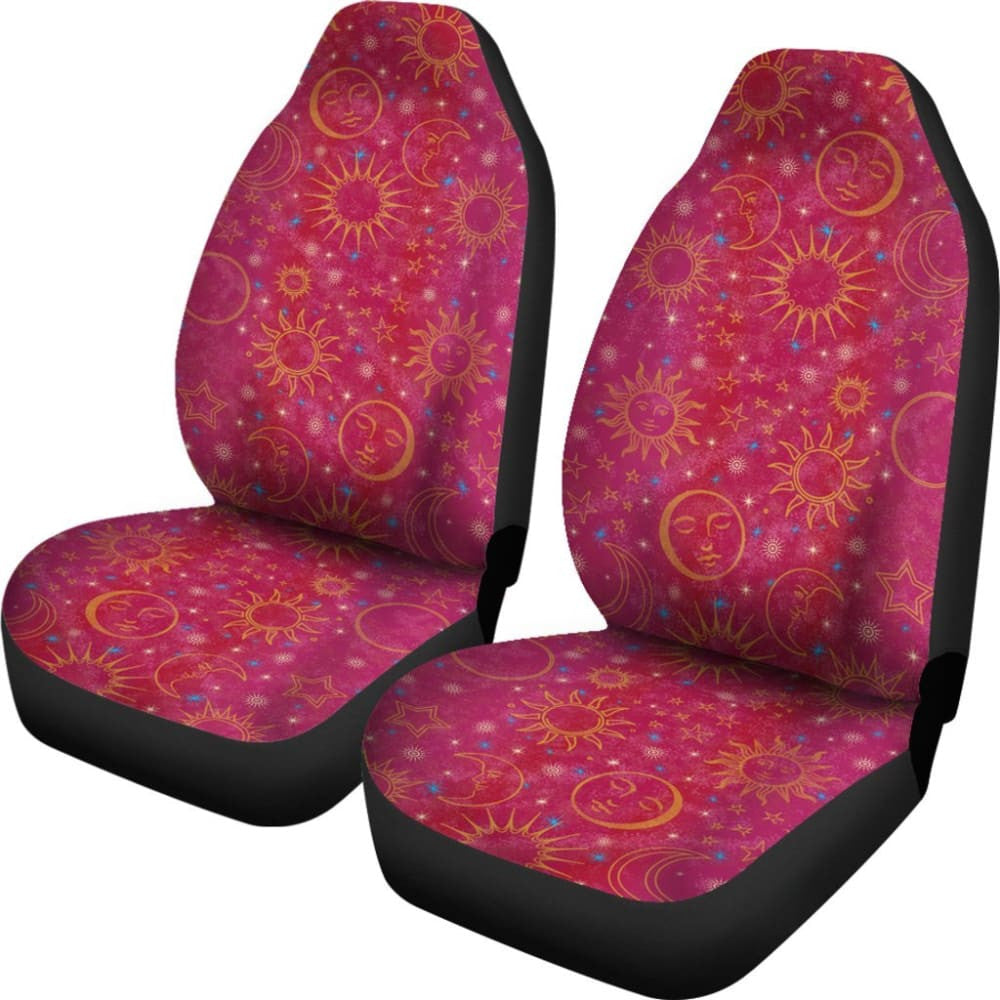 Pink Celestial Sun Moon Stars Car Seat Covers