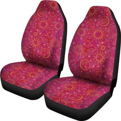 Pink Celestial Sun Moon Stars Car Seat Covers