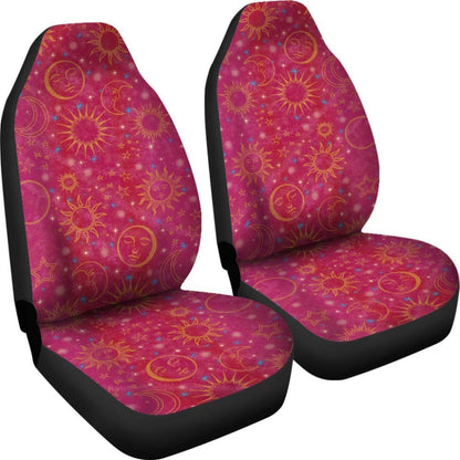 Pink Celestial Sun Moon Stars Car Seat Covers