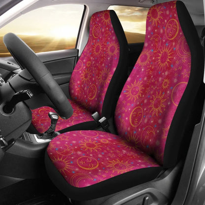 Pink Celestial Sun Moon Stars Car Seat Covers