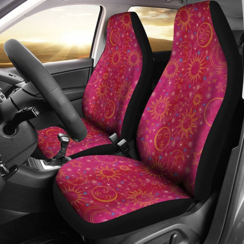 Pink Celestial Sun Moon Stars Car Seat Covers