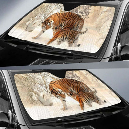 Tiger Tiger Cub Baby Tiger SnowK Car Sun Shade