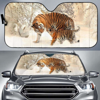 Tiger Tiger Cub Baby Tiger SnowK Car Sun Shade
