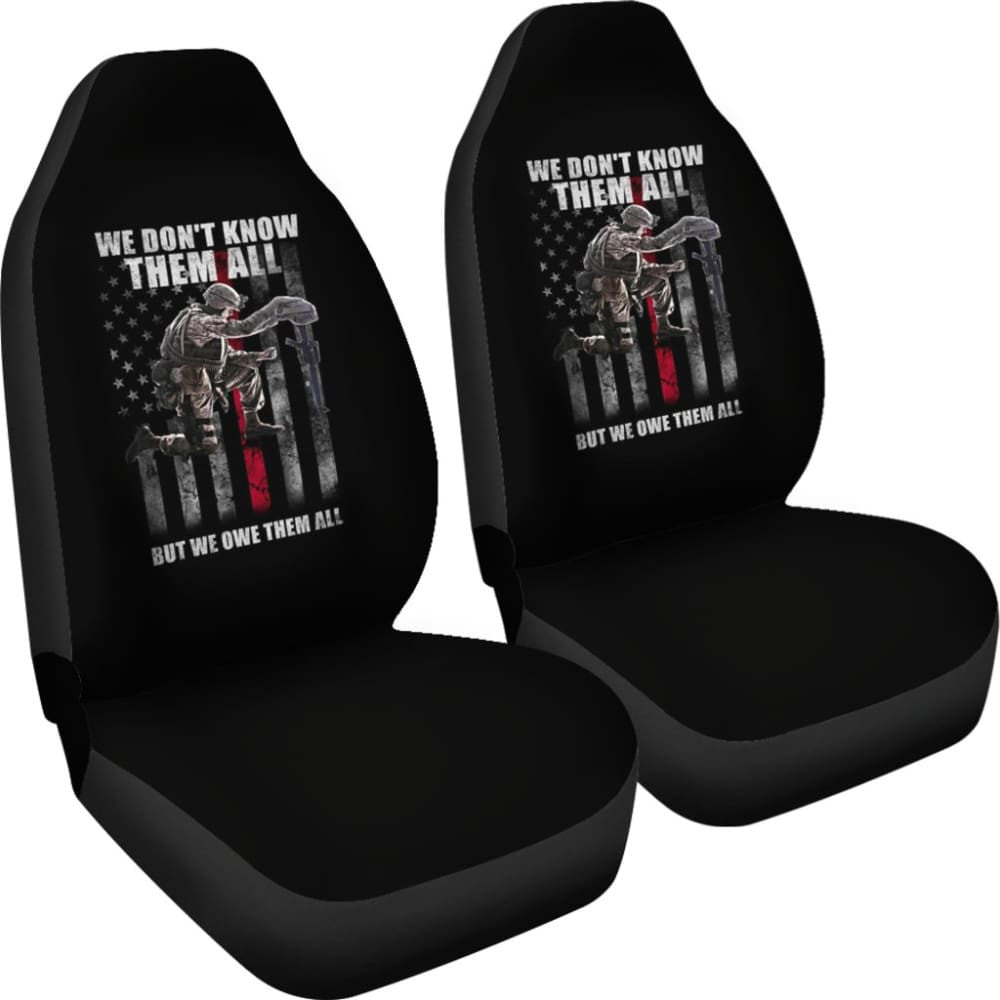 American Flag Soldier We Don't Know Them All, But We Owe Them All Patriotic Car Seat Covers