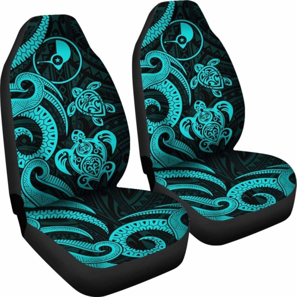 Yap Micronesian Car Seat Covers - Turquoise Tentacle Turtle -