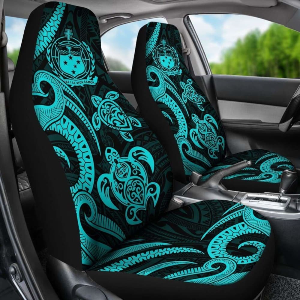 Samoa Polynesian Car Seat Covers - Turquoise Tentacle Turtle -