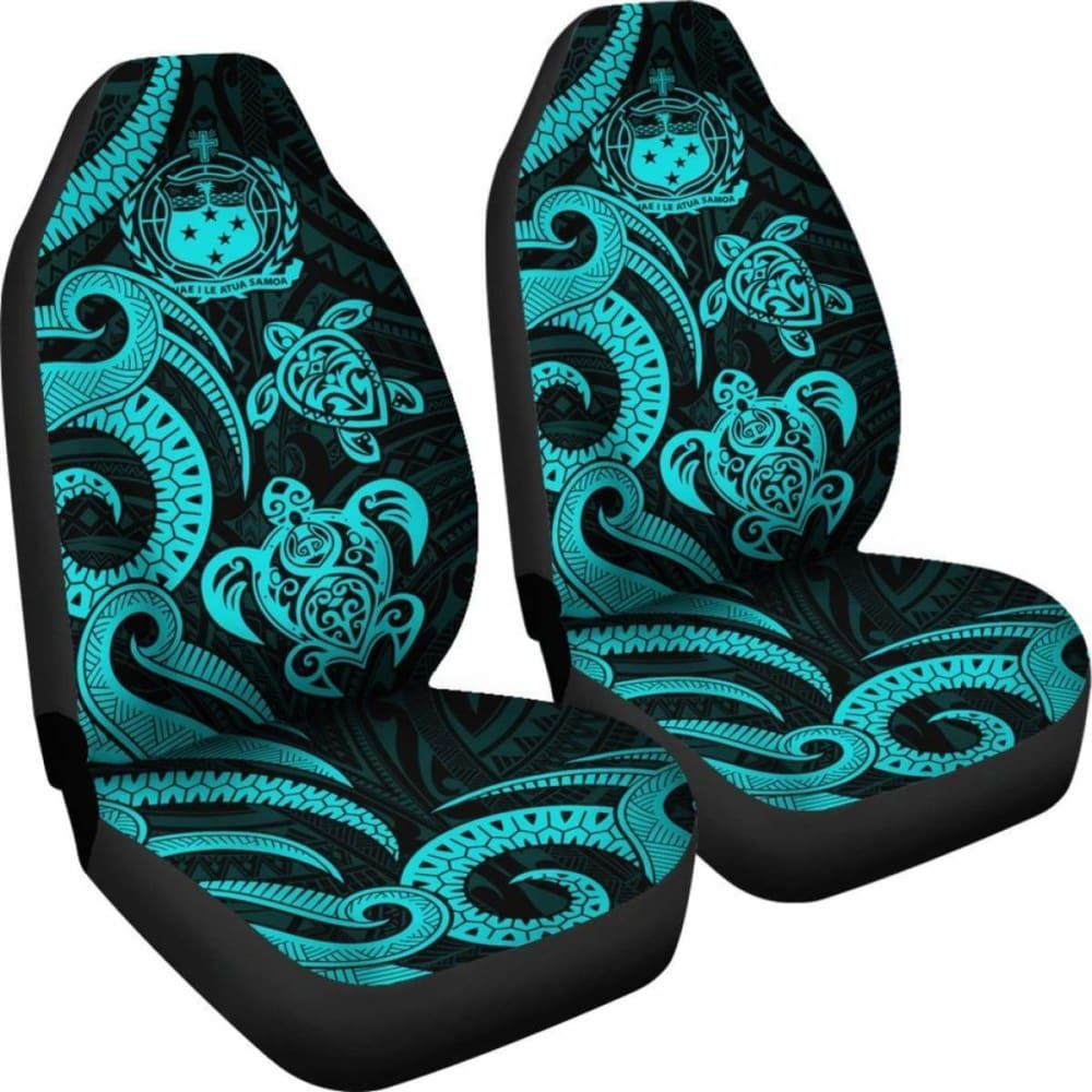 Samoa Polynesian Car Seat Covers - Turquoise Tentacle Turtle -