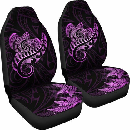 New Zealand Car Seat Covers - Aotearoa Maori Turtle Silver Fern Pink Awesome