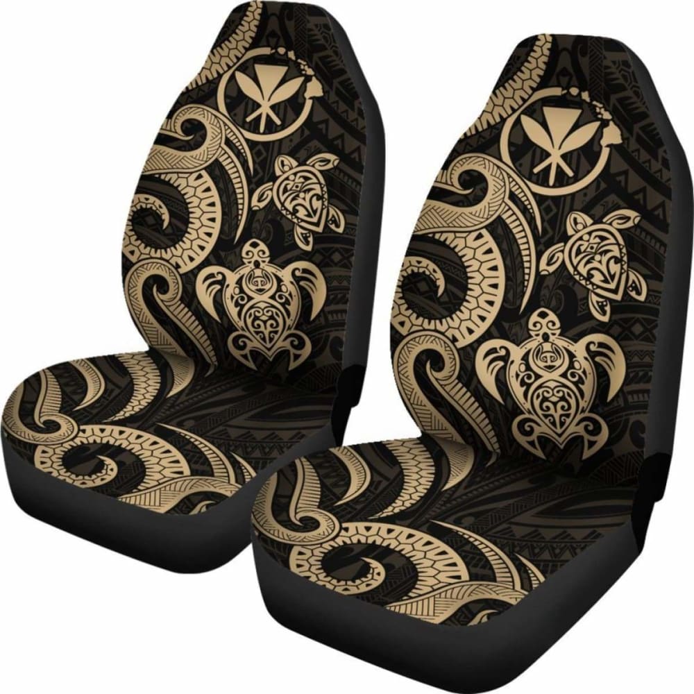 Polynesian Hawaii Car Seat Covers - Gold Tentacle Turtle -