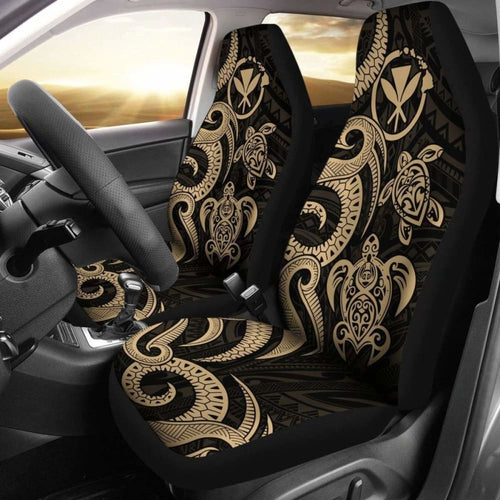 Polynesian Hawaii Car Seat Covers - Gold Tentacle Turtle -