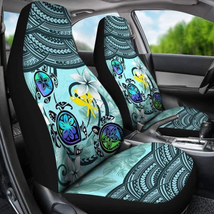 Kanaka Maoli (Hawaiian) Car Seat Covers - Polynesian Turtle Plumeria Blue Amazing
