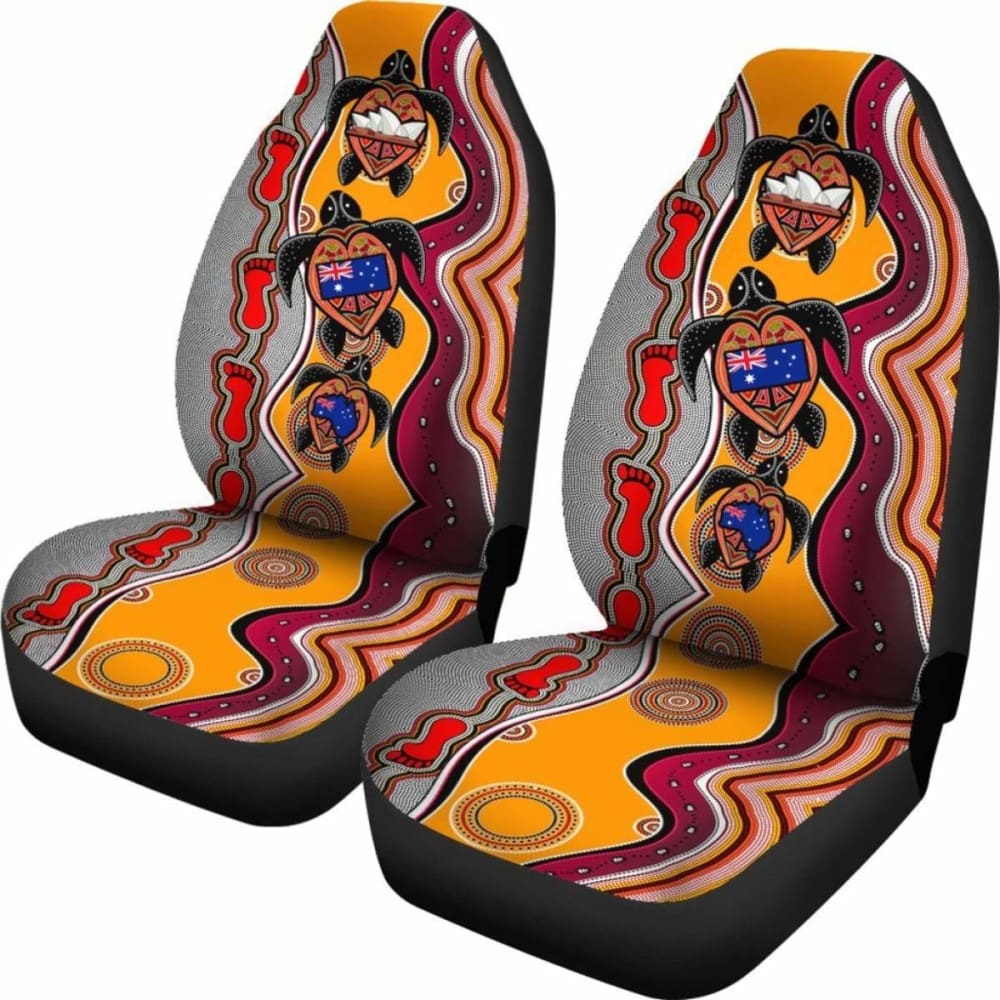Australiaaboriginal Car Seat Covers, Turtle Aus Flag Sydney Opera Dot Painting Footprint -