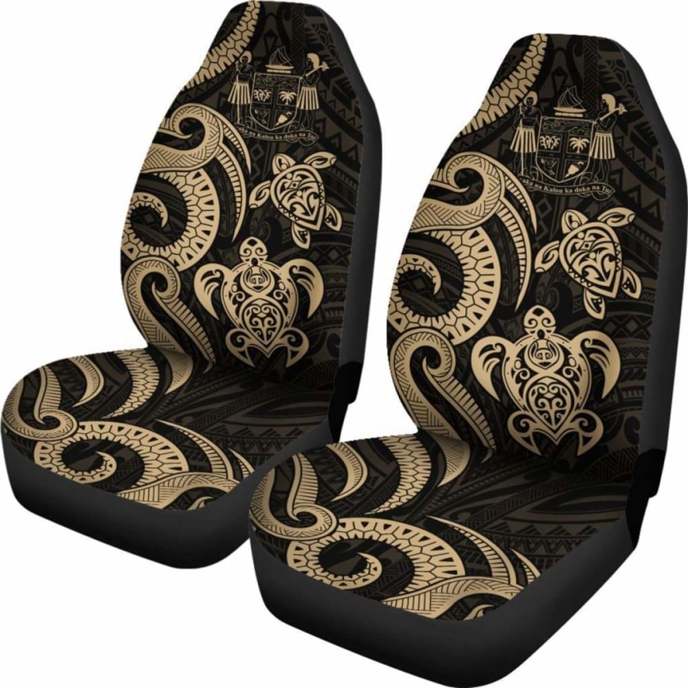 Fiji Polynesian Car Seat Covers - Gold Tentacle Turtle Crest -