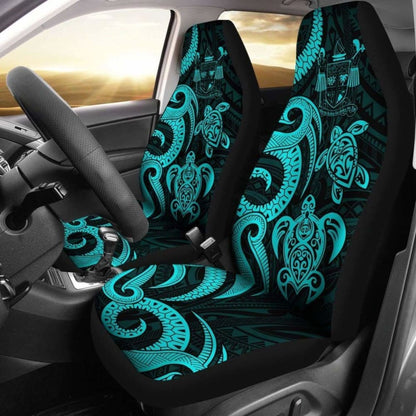 Fiji Polynesian Car Seat Covers - Turquoise Tentacle Turtle Crest -