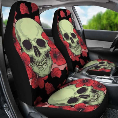 Set Pcs Floral Sugar Skull Day Of The Dead Skull Car Seat Covers