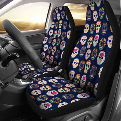 Set Of Pcs Sugar Skull Day Of The Dead Car Seat Covers