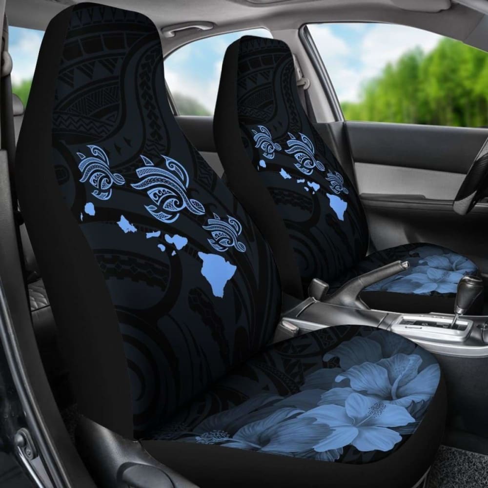 Hawaii Hibiscus Map Polynesian Ancient Blue Turtle Car Set Covers - New - Awesome