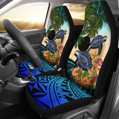 Palau Car Seat Covers - Polynesian Turtle Coconut Tree And Plumeria Amazing