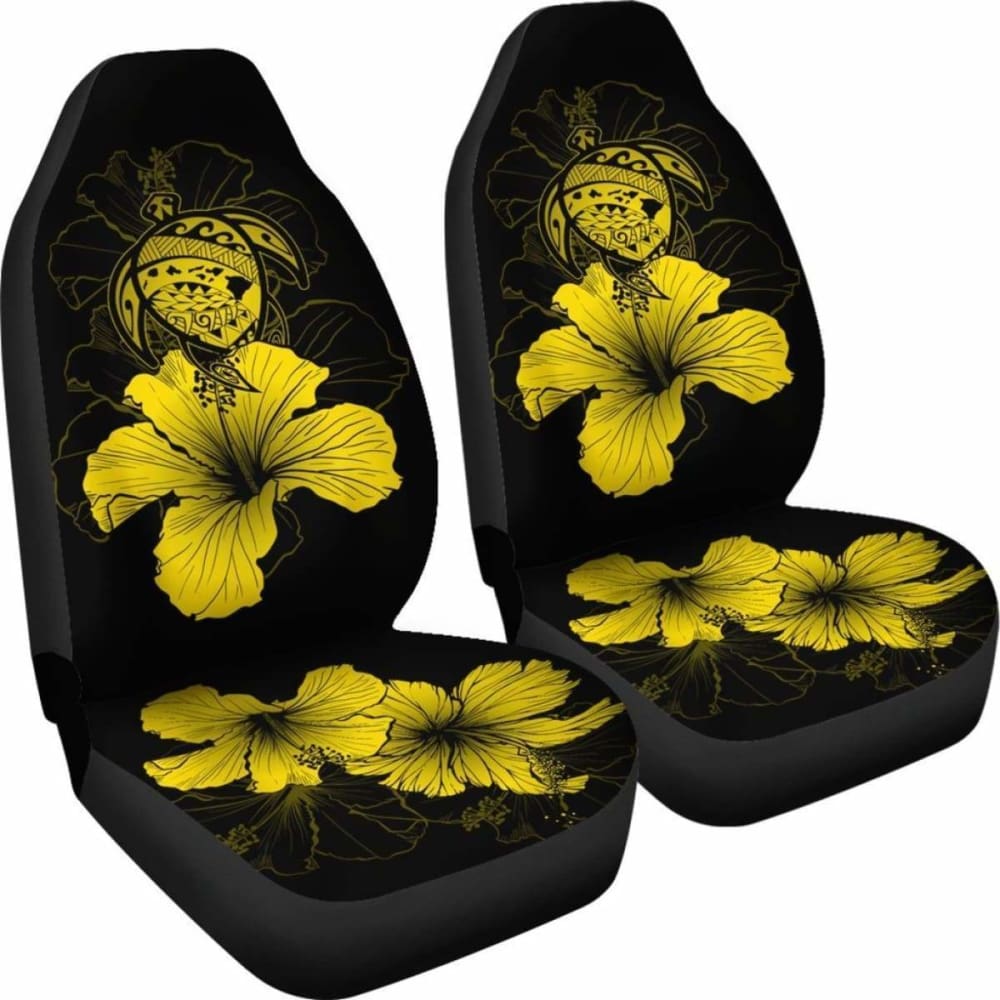 Hawaii Hibiscus Car Seat Cover - Turtle Map - Yellow - New