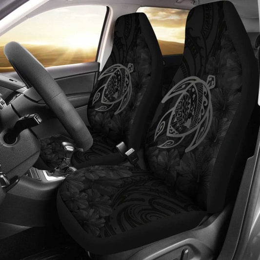 Alohawaii Car Seat Covers - Hawaii Turtle Map Hibiscus Poly Gray - New Awesome
