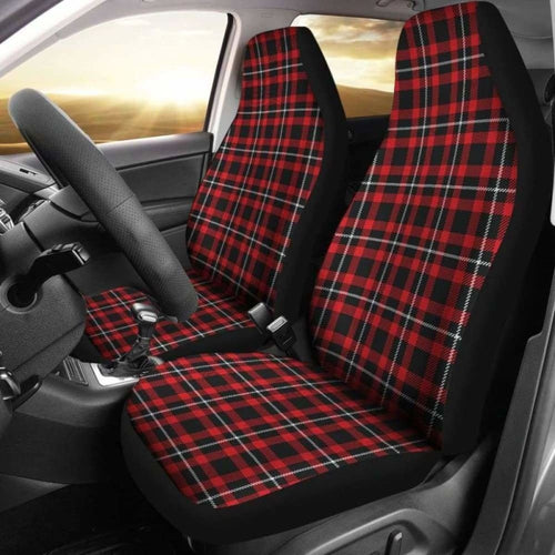 Red, Black And White Plaid Tartan Car Seat Covers
