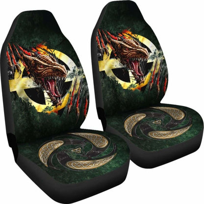 Celtic Cross Flag With Red Dragon Car Seat Covers