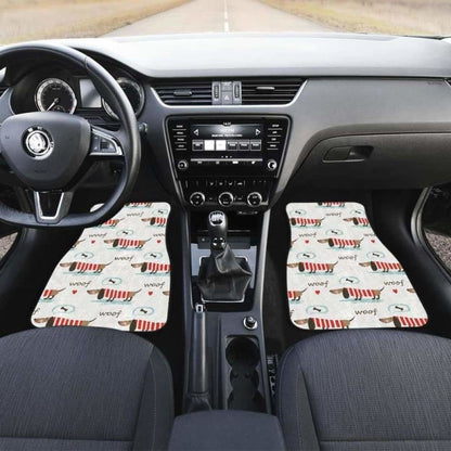 Cute Dachshund Bone Pattern Front And Back Car Mats