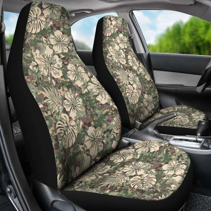 Hawaii Camo Hibiscus Palm Leaf Car Seat Covers