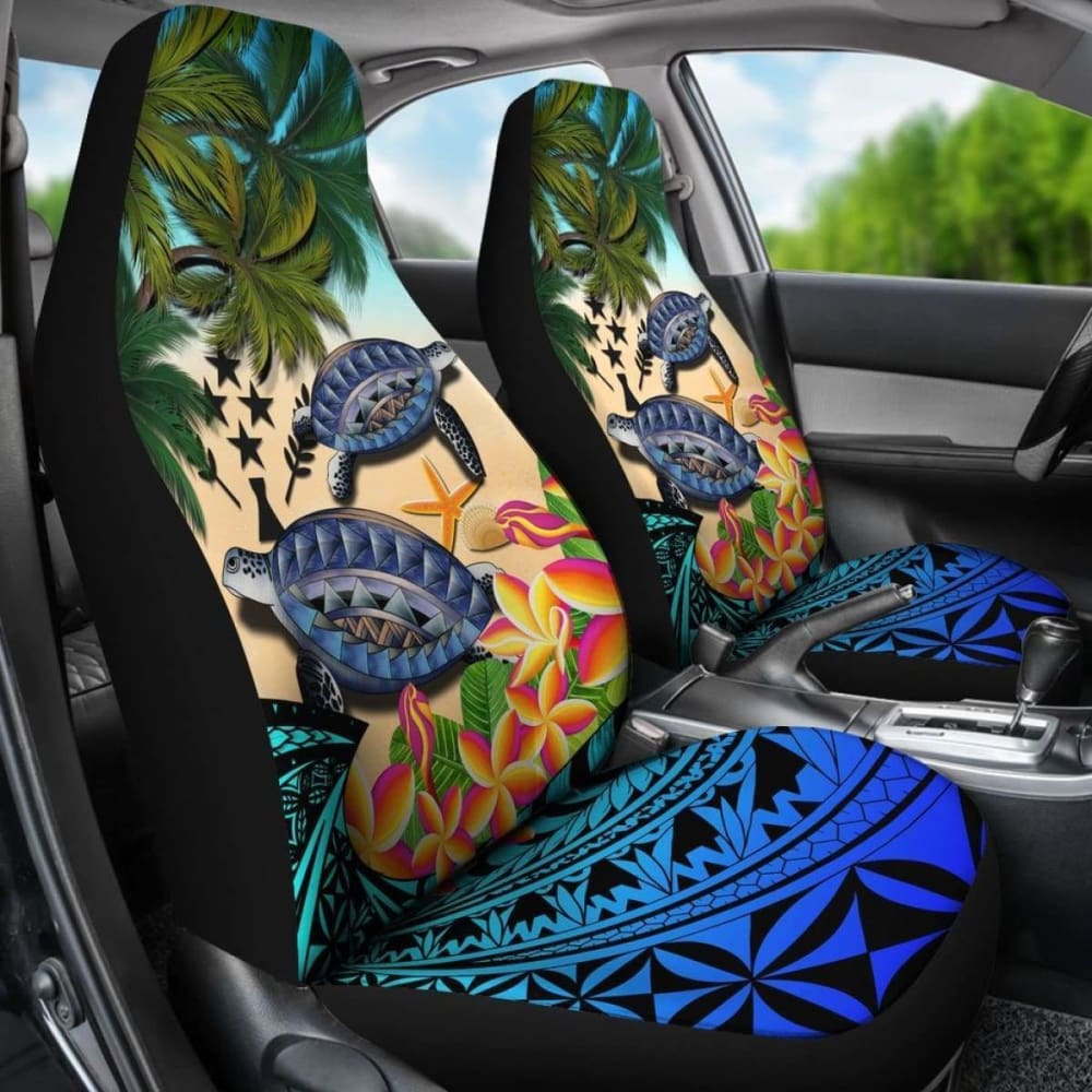 Kosrae Car Seat Covers - Polynesian Turtle Coconut Tree And Plumeria Amazing