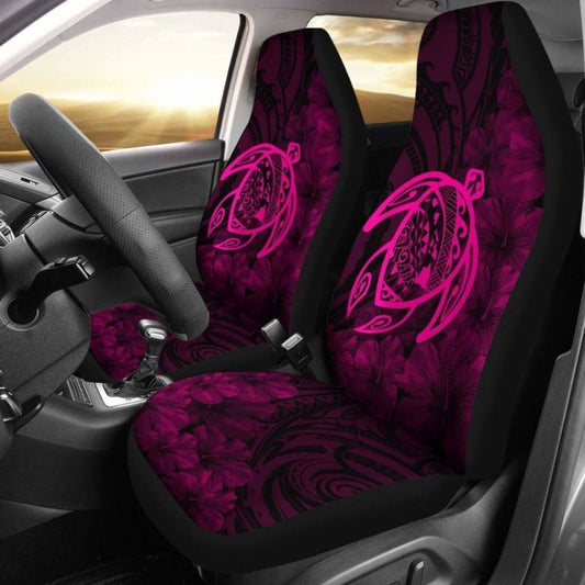 Alohawaii Car Seat Covers - Hawaii Turtle Map Hibiscus Poly Pink - New Awesome